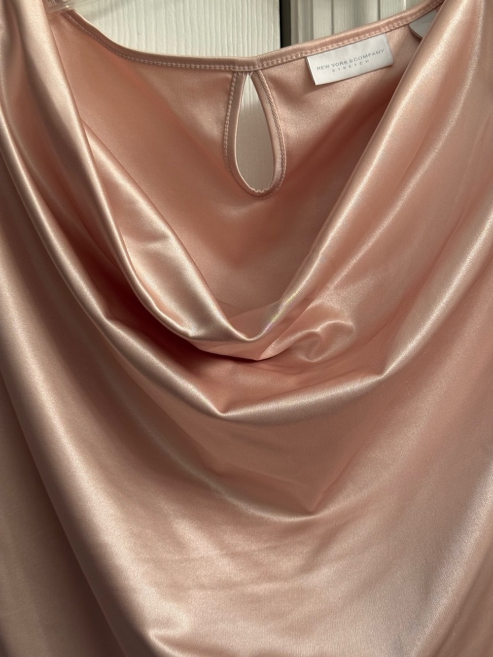 New York & Company Satin Drape Neck Blouse in Rose Gold - Picture 4 of 6